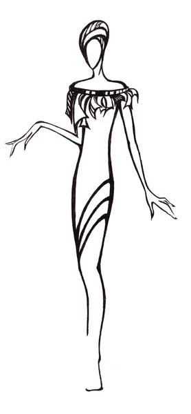 Stilisiertes kurzes Kleid mit nackten Schultern — Stockfoto