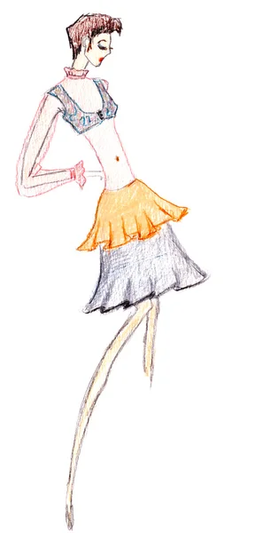 Blus, övre och dubbel kjol — Stockfoto