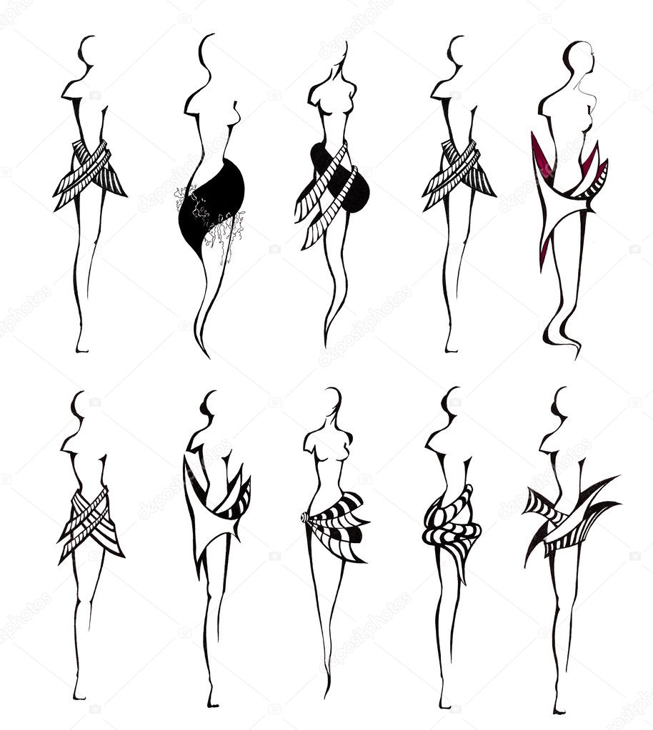 Développement de jupe basé sur large bande — graphie stock photo development of skirt based on