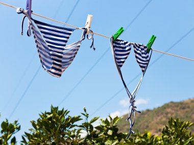 drying female swimsuit outdoor clipart