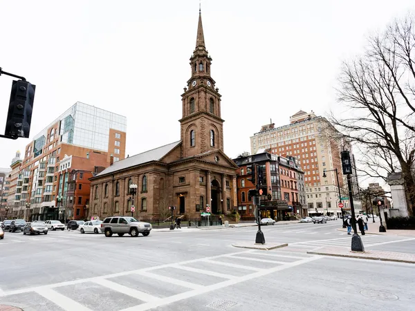 Arlington Straat kerk in boston — Stockfoto