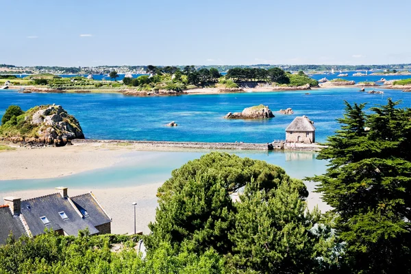 Brittany Atlantik kıyı şeridi üzerinde kırsal manzara — Stok fotoğraf