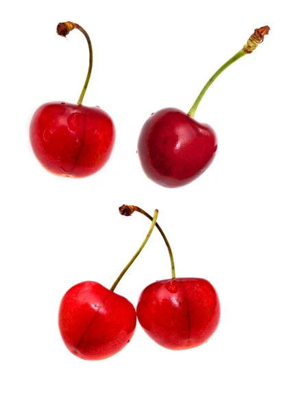 Red sweet cherry closeup isolated on white — Stock Photo, Image