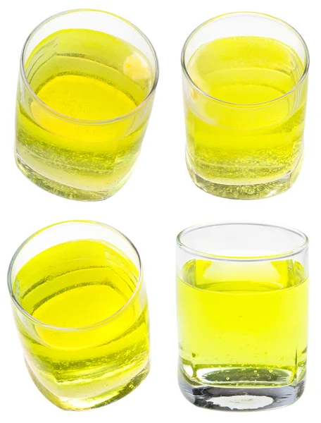 Ποτήρι κίτρινο ανθρακούχο νερό με βιταμίνη — Φωτογραφία Αρχείου
