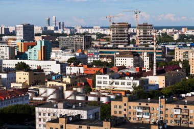 urban view with buildings under construction