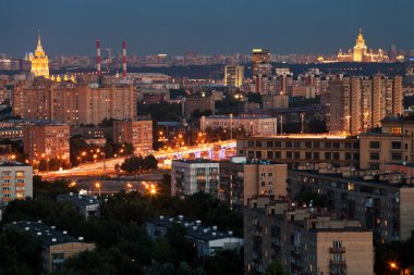 gece Moskova cityscape
