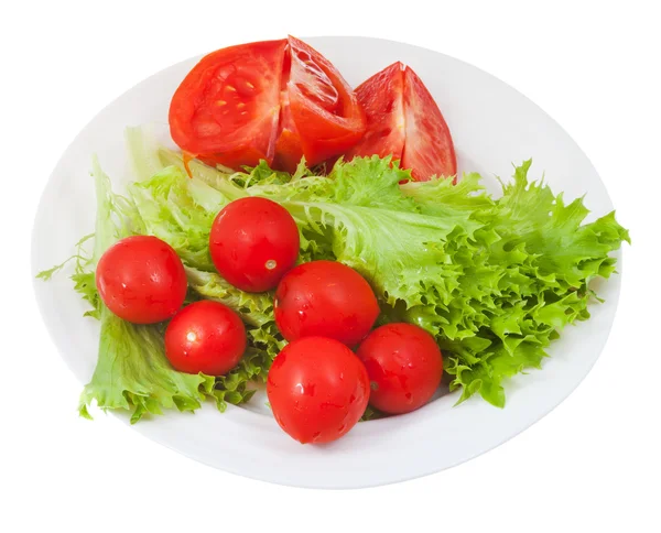 Lechuga verde y tomates rojos — Foto de Stock