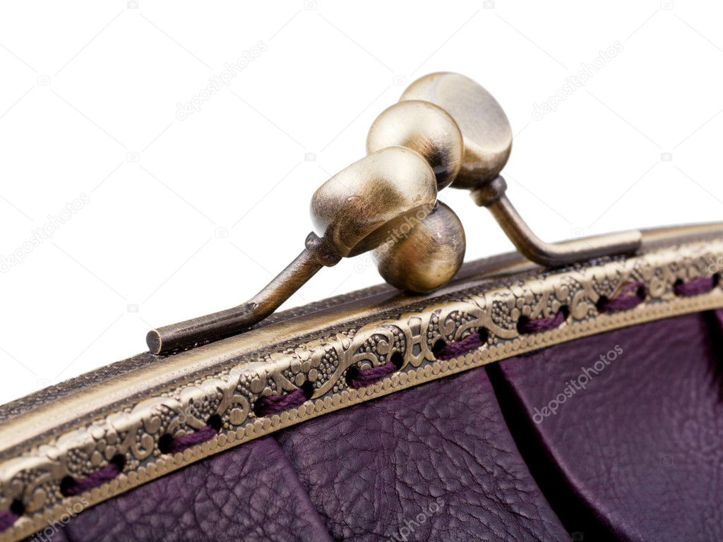 closed brass clutches of retro stile handbag