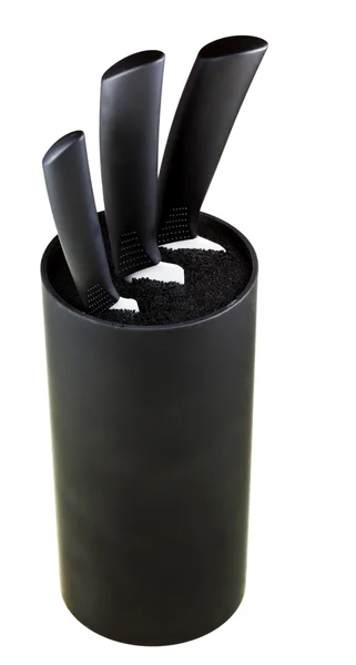 Conjunto de faca cerâmica com suporte de plástico — Fotografia de Stock