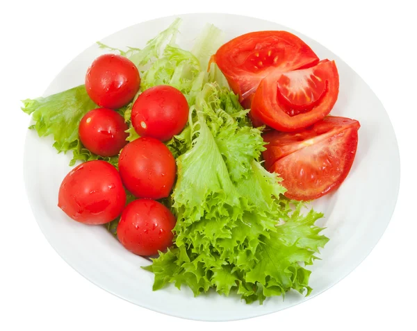 Lechuga verde y tomates rojos — Foto de Stock