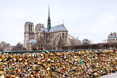 Pont de l archeveche ile Paris'te aşk asma kilitler