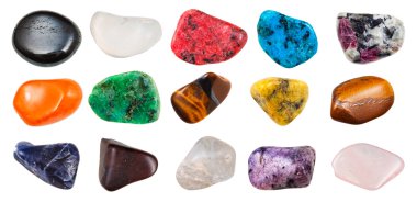 Set of semi-precious pebbles clipart