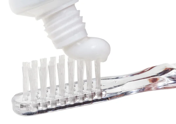 Brosse à dents et dentifrice à partir du tube — Photo
