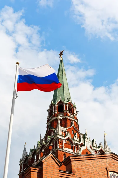 Russian state flag fluttering in wind — Stock Photo, Image