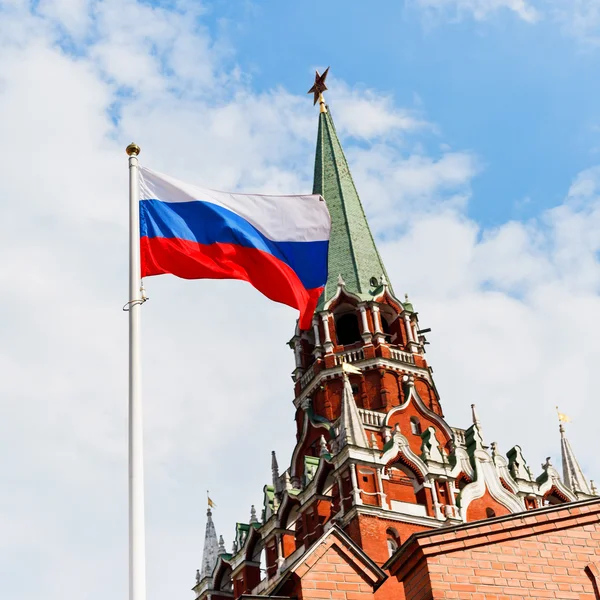 Russian state flag flying in wind — Stock Photo, Image