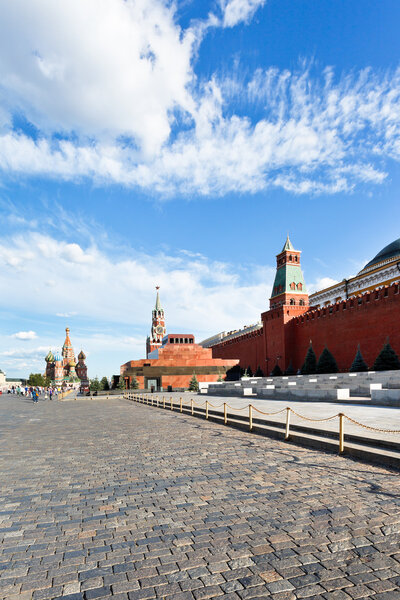 View of lenin mausoleum and kremlin wall