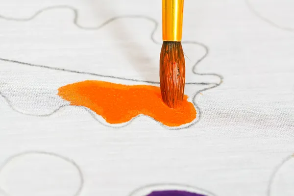 Målning orange ornament på siden duk — Stockfoto