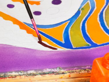 soğuk batik desen fırça boyama