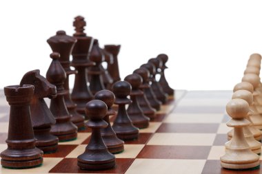 siyah satranç taşları ve beyaz piyon