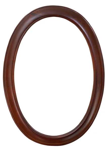 Dark brown oval wooden picture frame — Stock Photo, Image