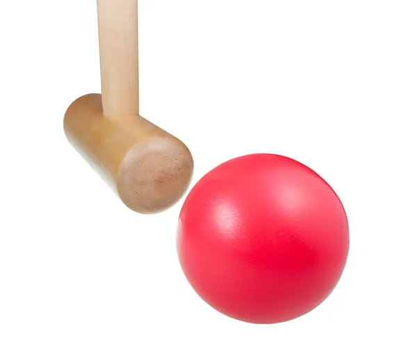 Croquet wooden ball and mallet — Stock Photo, Image