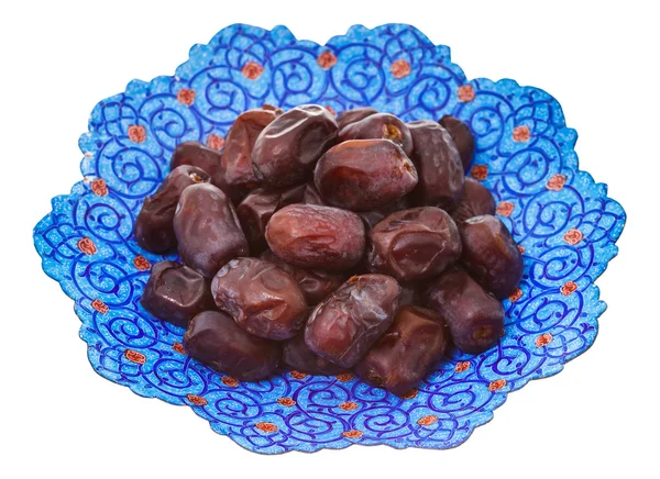 Dried dates on iranian plate — Stock Photo, Image