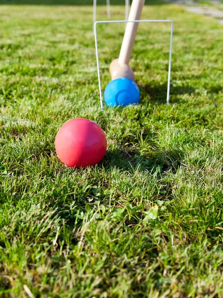 Yeşil çim üzerinde kriket oyunu — Stok fotoğraf