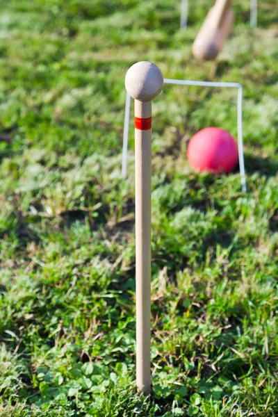 Game of croquet on green lawn — Stock Photo, Image
