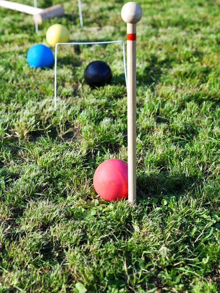 绿色的草坪上槌球 — 图库照片