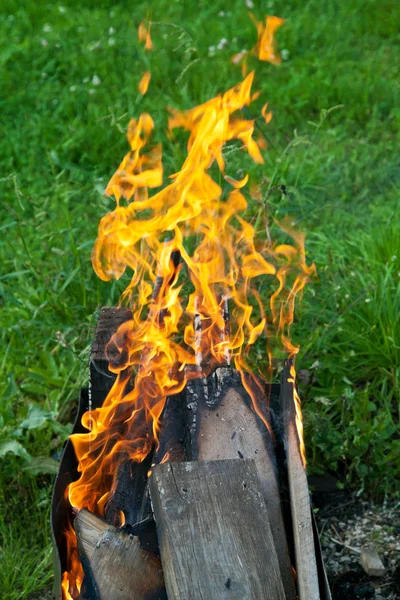 Языки пламени на жаровне — стоковое фото