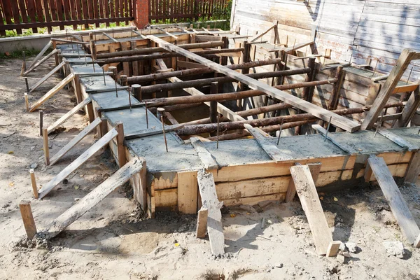 Casseforme in legno fondazione in cemento — Foto Stock