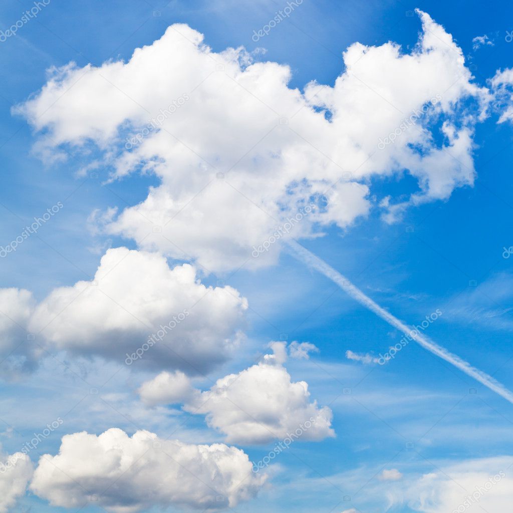 white clouds in blue sky in summer day