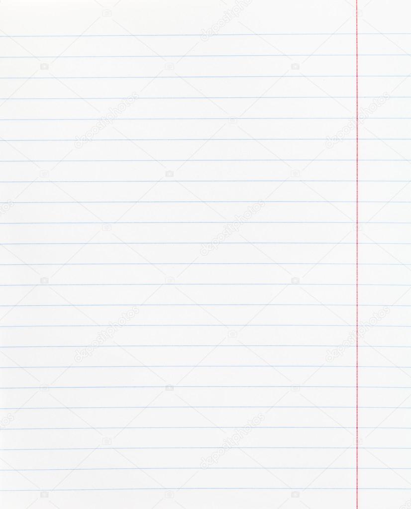 wide lined sheet of paper with red margin