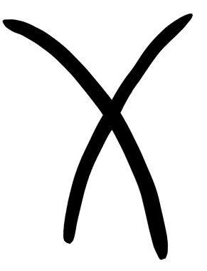 siyah harf x elle yazılmış