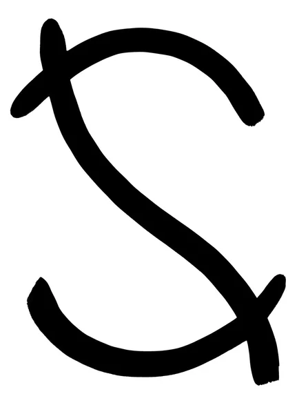 Zwarte letter s met de hand geschreven — Stockfoto