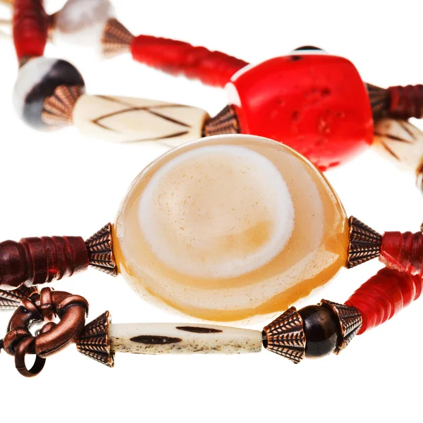Natural agate stone in string of beads — Stock Photo, Image