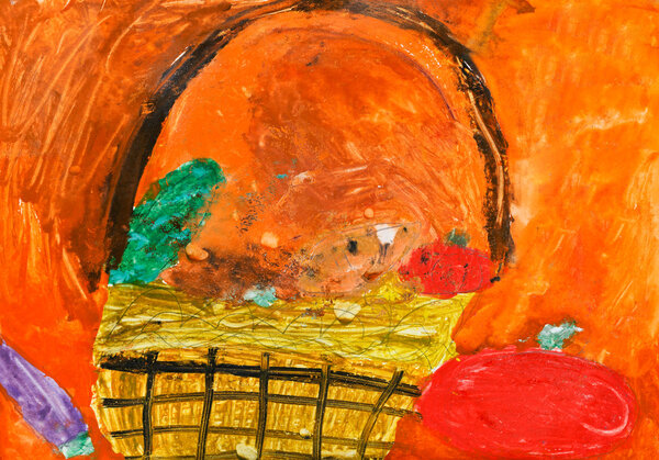 корзина с осенним урожаем овощей
