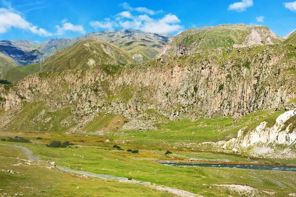 Mountain valley of river Terek in Georgia — Stock Photo, Image