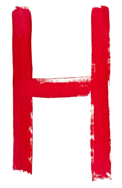 Brief h hand geschilderd door rode borstel — Stockfoto