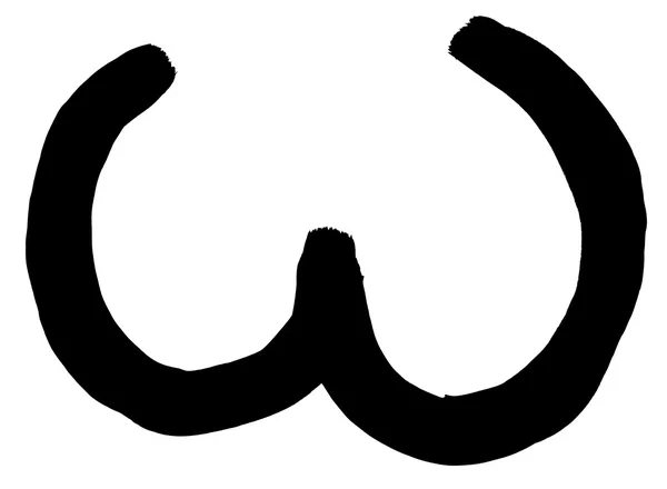 Греческое письмо омега рука написана черными чернилами — стоковое фото