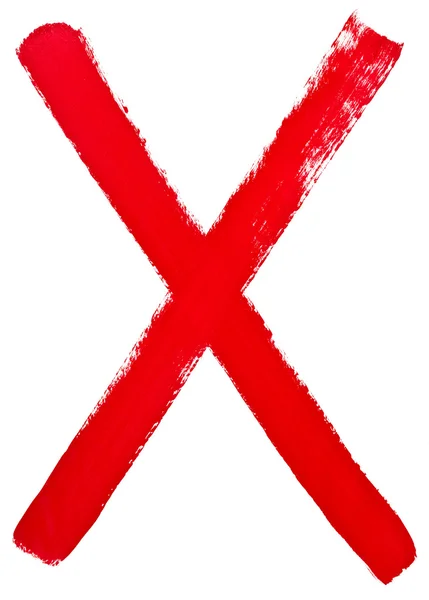 Letra x pintada a mano por pincel rojo — Foto de Stock