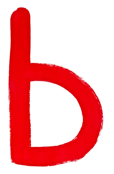 Letra b pintada a mano por pincel rojo —  Fotos de Stock