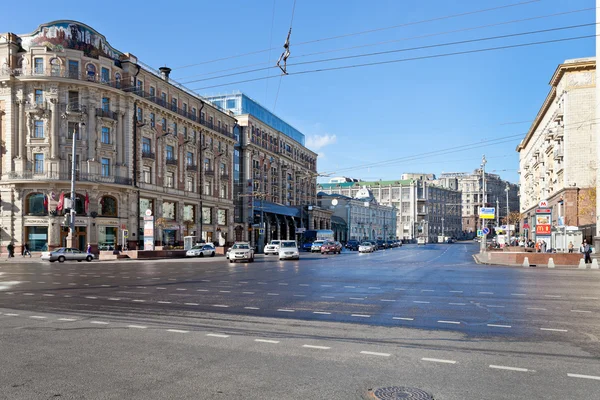 Tverskaya Moskova'da modacı Meydanı sokak — Stok fotoğraf