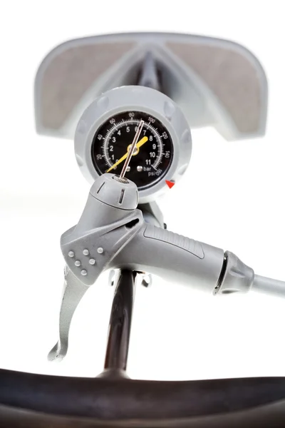 Valve and manometer of manual air pump — Stock Photo, Image