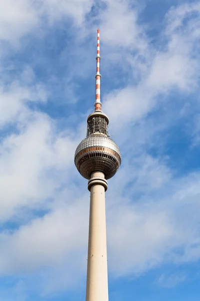 TV tower spire with blue cloudy sky — Stock Photo, Image