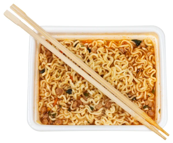 Draufsicht auf gekochten Instant-Ramen — Stockfoto