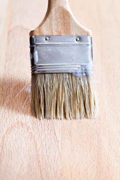 Lacquering of beach wooden surface — Stock Photo, Image