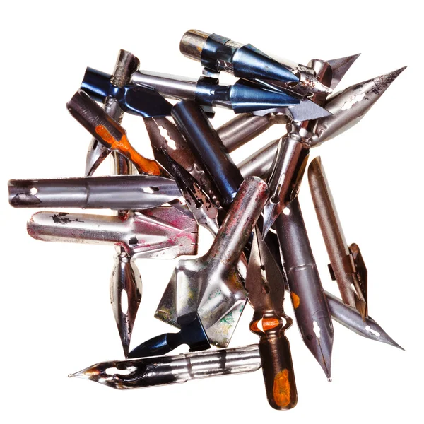 Heap of used metal nibs — Stock Photo, Image