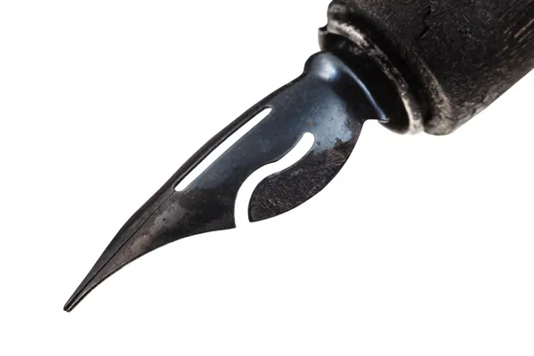 Black sharp nib of drawing pen close up — Stock Photo, Image