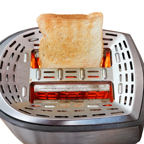 烤一片面包上热金属烤面包机 — 图库照片